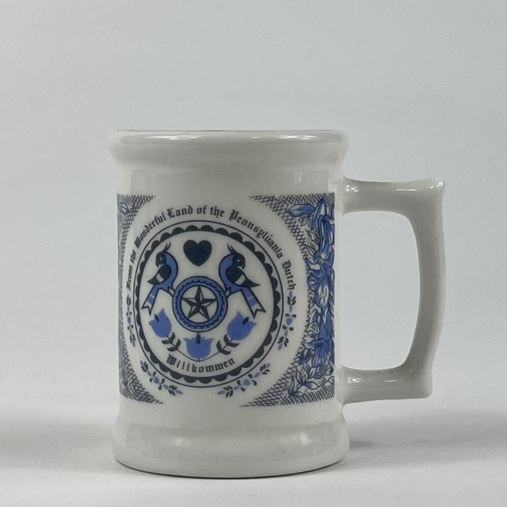 Pennsylvania Dutch Willkommen Miniature Novelty Mug Cup Travel Souvenir Vintage